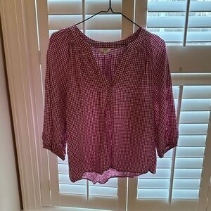 Crown & Ivy Pink Checkered Blouse